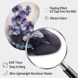 Purple Grey Violets Dream II - Asymmetric Metal Wall Art