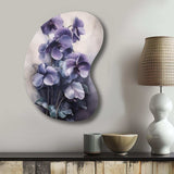 Purple Grey Violets Dream II - Asymmetric Metal Wall Art