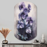 Purple Grey Violets Dream II - Asymmetric Metal Wall Art