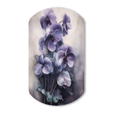 Purple Grey Violets Dream II - Asymmetric Metal Wall Art