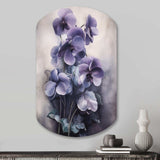 Purple Grey Violets Dream II - Asymmetric Metal Wall Art