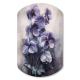 Purple Grey Violets Dream II - Asymmetric Metal Wall Art