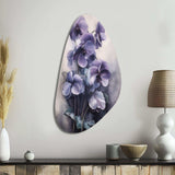 Purple Grey Violets Dream II - Asymmetric Metal Wall Art