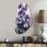 Purple Grey Violets Dream II - Asymmetric Metal Wall Art