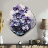 Purple Grey Violets Dream II - Asymmetric Metal Wall Art