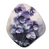 Purple Grey Violets Dream II - Asymmetric Metal Wall Art