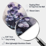 Purple Grey Violets Dream II - Asymmetric Metal Wall Art