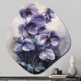 Purple Grey Violets Dream II - Asymmetric Metal Wall Art