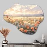 Coral Beige Meadow Wildflower I - Asymmetric Metal Wall Art