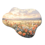 Coral Beige Meadow Wildflower I - Asymmetric Metal Wall Art