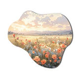 Coral Beige Meadow Wildflower I - Asymmetric Metal Wall Art