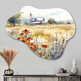 Green White Meadow At The Farm II - Asymmetric Metal Wall Art