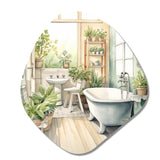 Bathroom Botanical Dream II - Asymmetric Metal Wall Art