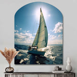 Sailing Boat Solitude Photo II - Asymmetric Metal Wall Art