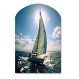 Sailing Boat Solitude Photo II - Asymmetric Metal Wall Art