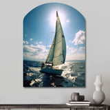 Sailing Boat Solitude Photo II - Asymmetric Metal Wall Art