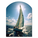 Sailing Boat Solitude Photo II - Asymmetric Metal Wall Art