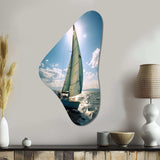 Sailing Boat Solitude Photo II - Asymmetric Metal Wall Art