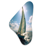 Sailing Boat Solitude Photo II - Asymmetric Metal Wall Art