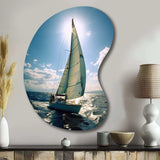 Sailing Boat Solitude Photo II - Asymmetric Metal Wall Art