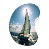 Sailing Boat Solitude Photo II - Asymmetric Metal Wall Art