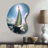 Sailing Boat Solitude Photo II - Asymmetric Metal Wall Art