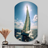 Sailing Boat Solitude Photo II - Asymmetric Metal Wall Art