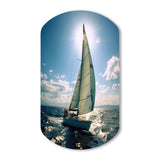 Sailing Boat Solitude Photo II - Asymmetric Metal Wall Art