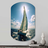 Sailing Boat Solitude Photo II - Asymmetric Metal Wall Art