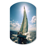 Sailing Boat Solitude Photo II - Asymmetric Metal Wall Art