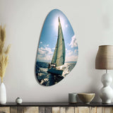 Sailing Boat Solitude Photo II - Asymmetric Metal Wall Art