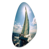 Sailing Boat Solitude Photo II - Asymmetric Metal Wall Art