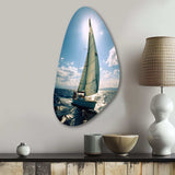 Sailing Boat Solitude Photo II - Asymmetric Metal Wall Art