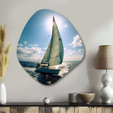 Sailing Boat Solitude Photo II - Asymmetric Metal Wall Art