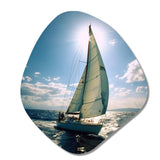 Sailing Boat Solitude Photo II - Asymmetric Metal Wall Art