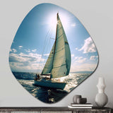 Sailing Boat Solitude Photo II - Asymmetric Metal Wall Art