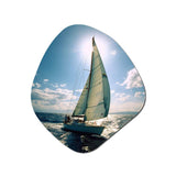 Sailing Boat Solitude Photo II - Asymmetric Metal Wall Art