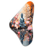 Floral Buddha In Meditation I - Asymmetric Metal Wall Art