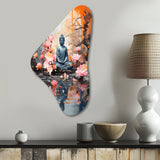 Floral Buddha In Meditation I - Asymmetric Metal Wall Art