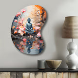 Floral Buddha In Meditation I - Asymmetric Metal Wall Art