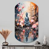 Floral Buddha In Meditation I - Asymmetric Metal Wall Art