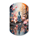 Floral Buddha In Meditation I - Asymmetric Metal Wall Art