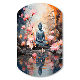 Floral Buddha In Meditation I - Asymmetric Metal Wall Art