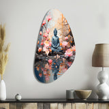 Floral Buddha In Meditation I - Asymmetric Metal Wall Art