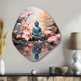 Floral Buddha In Meditation I - Asymmetric Metal Wall Art