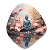 Floral Buddha In Meditation I - Asymmetric Metal Wall Art