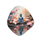 Floral Buddha In Meditation I - Asymmetric Metal Wall Art