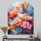 Floral Buddha In Meditation II - Asymmetric Metal Wall Art