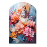 Floral Buddha In Meditation II - Asymmetric Metal Wall Art