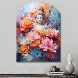 Floral Buddha In Meditation II - Asymmetric Metal Wall Art